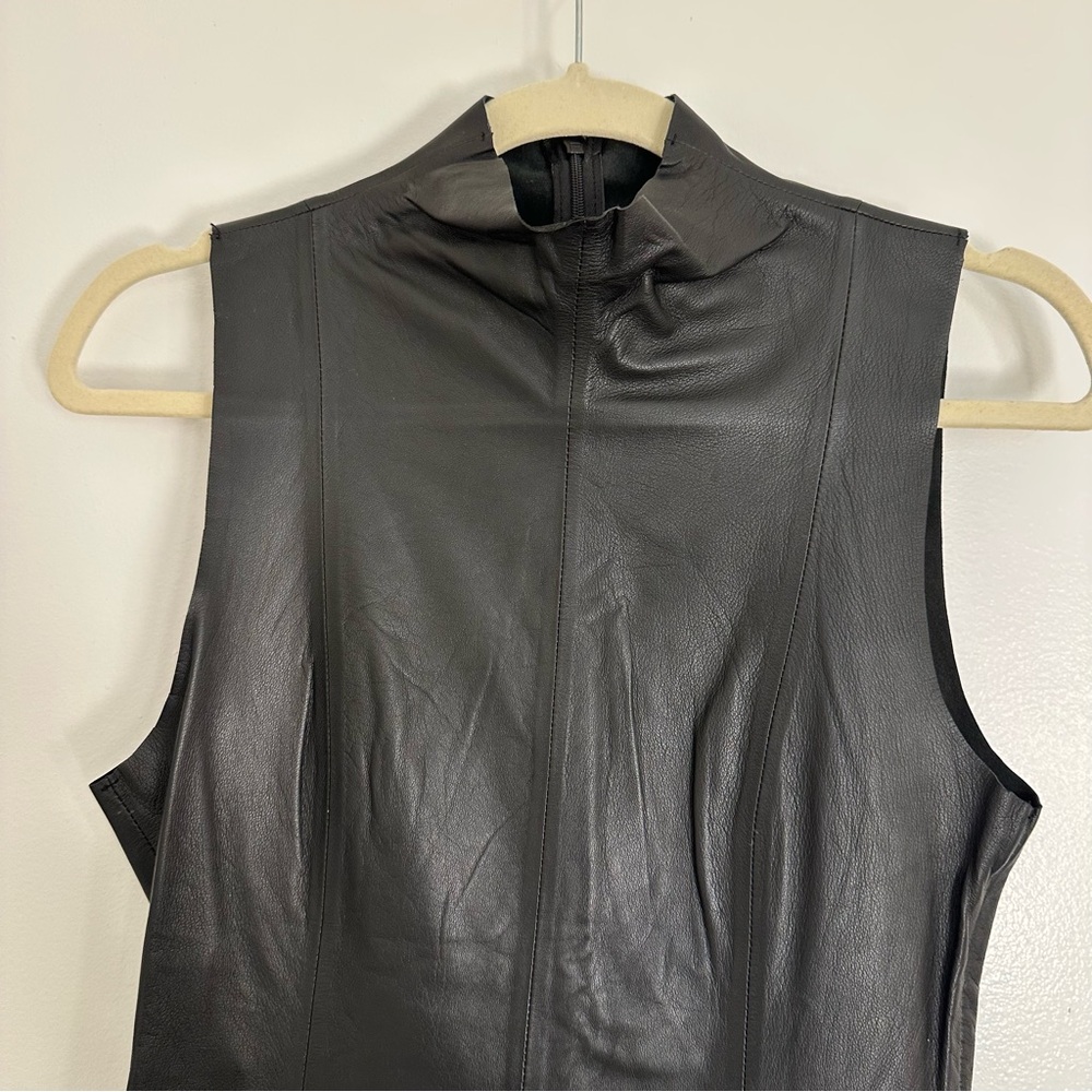 NWOT Zara Limited Edition Black Sleeveless Genuine Leather Top - Picture 5 of 9